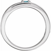 Sterling Silver Natural Blue Zircon Family Stackable Ring