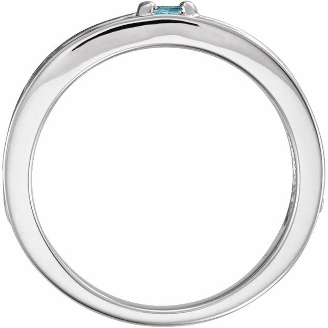 Sterling Silver Natural Blue Zircon Family Stackable Ring