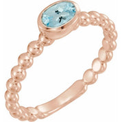 14K Rose Natural Aquamarine Family Stackable Ring