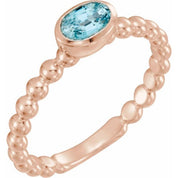 14K Rose Natural Blue Zircon Family Stackable Ring