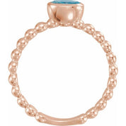 14K Rose Natural Aquamarine Family Stackable Ring