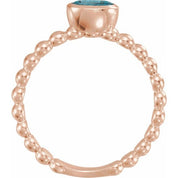 14K Rose Natural Blue Zircon Family Stackable Ring