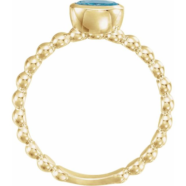 14K Yellow Natural Aquamarine Family Stackable Ring