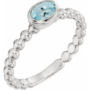 14K White Natural Aquamarine Family Stackable Ring