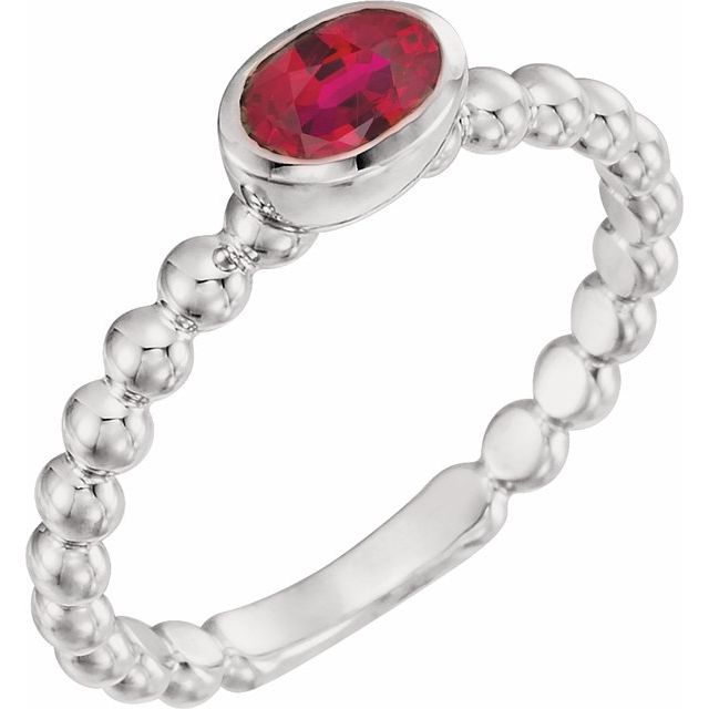 Sterling Silver Lab-Grown Ruby Family Stackable Ring