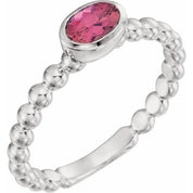 Sterling Silver Natural Pink Tourmaline Family Stackable Ring