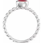 Sterling Silver Lab-Grown Ruby Family Stackable Ring
