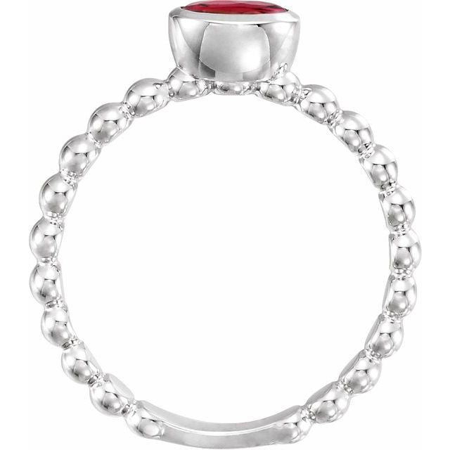 Sterling Silver Lab-Grown Ruby Family Stackable Ring