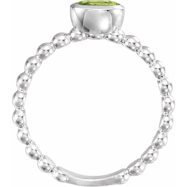 Sterling Silver Natural Peridot Family Stackable Ring