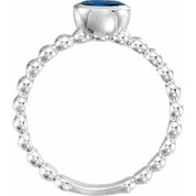 14K White Natural Blue Sapphire Family Stackable Ring