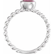 Sterling Silver Natural Pink Tourmaline Family Stackable Ring