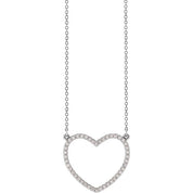 14K White Gold 1/4 CTW Natural Diamond Petite Heart Necklace