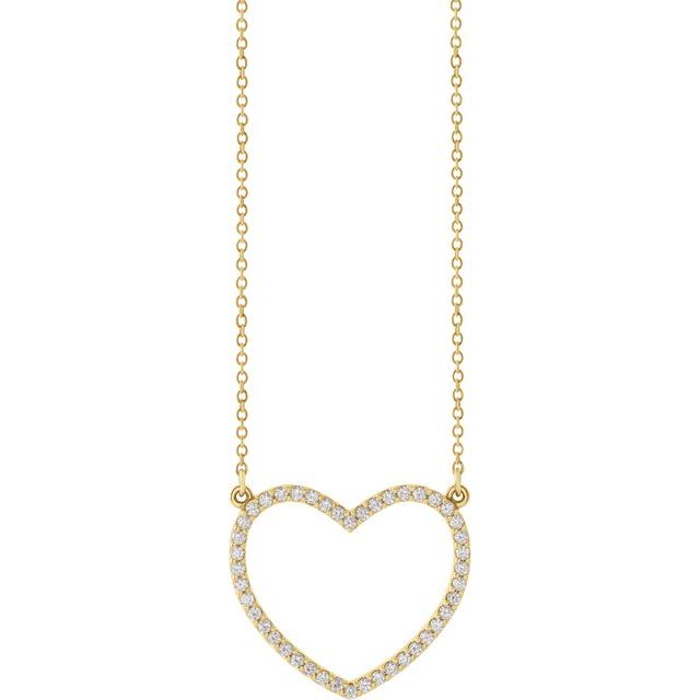 14K Yellow 1/4 CTW Natural Diamond Heart 16" Necklace