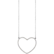 14K White 3/8 CTW Natural Diamond Large Heart 16" Necklace