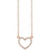 14K Rose Gold 1/8 CTW Natural Diamond Petite Heart Necklace - 16" by Brand Name