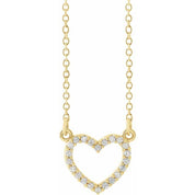 14K Yellow Gold .08 CTW Natural Diamond Petite Heart Necklace - 16" by Brand