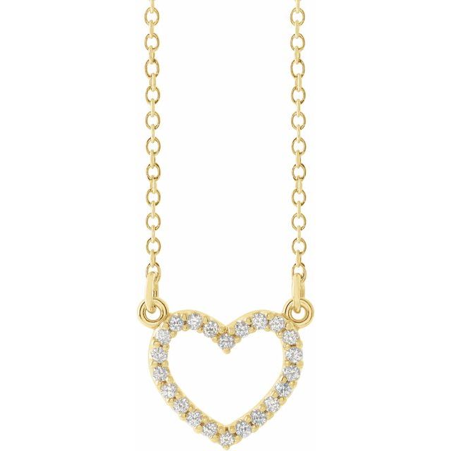 14K Yellow Gold .08 CTW Natural Diamond Petite Heart Necklace - 16" by Brand