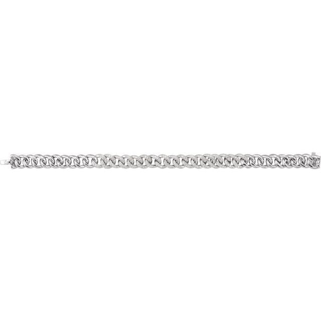 14K White 3/4 CTW Natural Diamond Curb 7" Bracelet