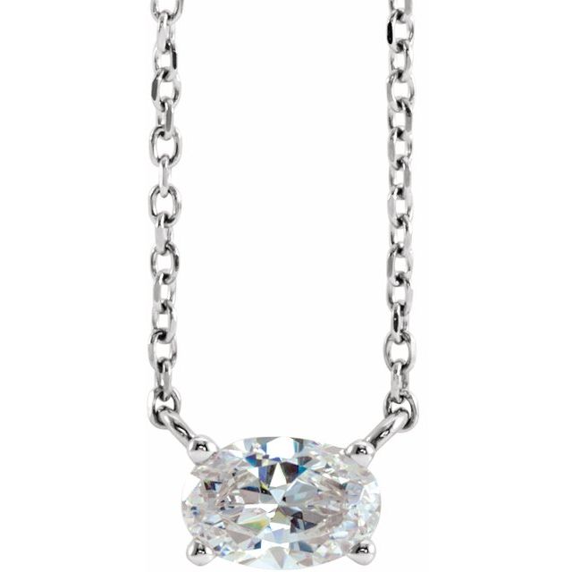 Sterling Silver 1/4 CT Natural Diamond Solitaire 16-18" Necklace