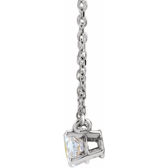 Sterling Silver 1/4 CT Natural Diamond Solitaire 16-18" Necklace