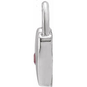 Sterling Silver Natural Pink Sapphire Heart Lock Pendant