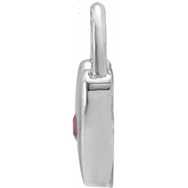 Sterling Silver Natural Pink Sapphire Heart Lock Pendant