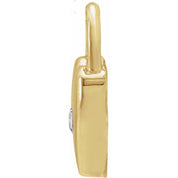 14K Yellow Natural White Sapphire Heart Lock Pendant