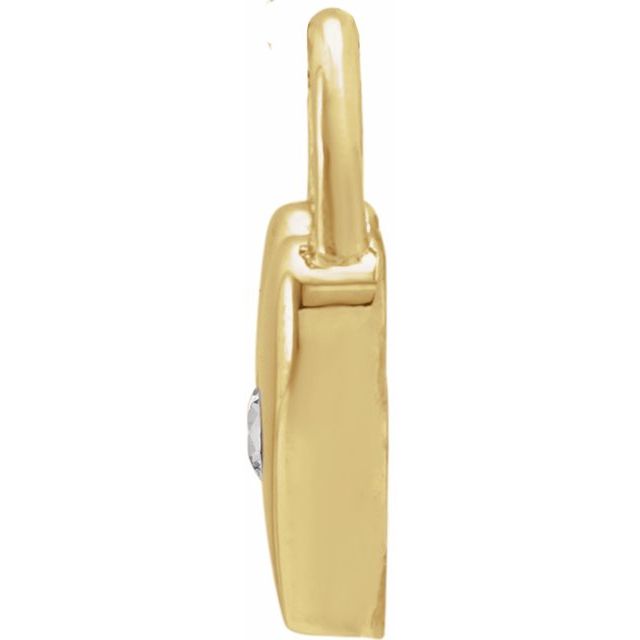 14K Yellow Natural White Sapphire Heart Lock Pendant