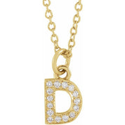 14K Yellow .05 CTW Natural Diamond Petite Initial Necklace 16-18"