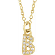 14K Yellow .05 CTW Natural Diamond Petite Initial Necklace 16-18"