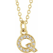 14K Yellow .05 CTW Natural Diamond Petite Initial Necklace 16-18"