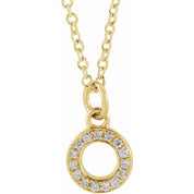 14K Yellow .05 CTW Natural Diamond Petite Initial Necklace 16-18"
