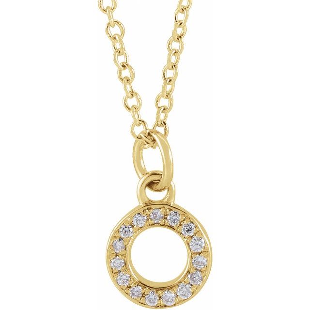 14K Yellow .05 CTW Natural Diamond Petite Initial Necklace 16-18"