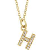 14K Yellow .05 CTW Natural Diamond Petite Initial Necklace 16-18"