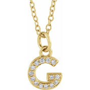 14K Yellow .05 CTW Natural Diamond Petite Initial Necklace 16-18"