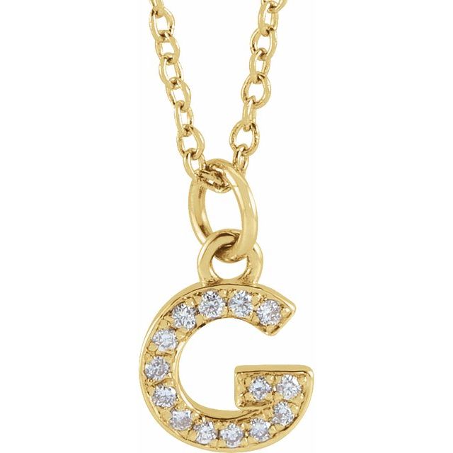 14K Yellow .05 CTW Natural Diamond Petite Initial Necklace 16-18"