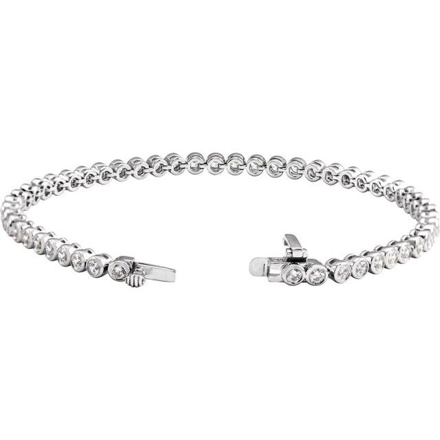 14K White 3 1/2 CTW Lab-Grown Diamond Bezel-Set 7" Bracelet