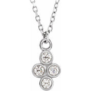 Sterling Silver 1/8 CTW Natural Diamond Cluster 16-18" Necklace