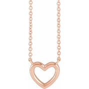 14K Heart Necklace 18" Length in White, Yellow, and Rose Gold Options