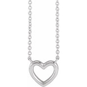 14K Heart Necklace 18" Length in White, Yellow, and Rose Gold Options