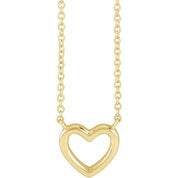 14K Heart Necklace 18" Length in White, Yellow, and Rose Gold Options
