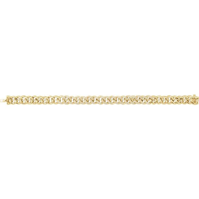 14K Yellow 3/4 CTW Natural Diamond Curb 7" Bracelet