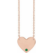 14K Natural Emerald Engravable Heart Necklace with 18" Chain
