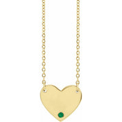 14K Natural Emerald Engravable Heart Necklace with 18" Chain