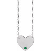 14K Natural Emerald Engravable Heart Necklace with 18" Chain