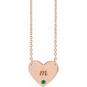 14K Lab-Grown Emerald Engravable Heart 18" Necklace