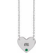14K Lab-Grown Emerald Engravable Heart 18" Necklace