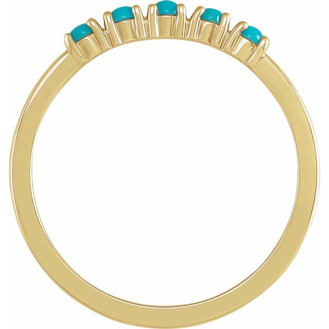 14K Yellow Natural Turquoise Cabochon Stackable Ring - Stunning Jewelry by Brand
