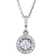 14K Lab-Grown Diamond 18" Necklace with Various Carat Weights in White and Yellow Gold
