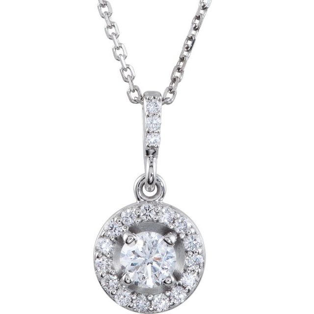 14K Lab-Grown Diamond 18" Necklace with Various Carat Weights in White and Yellow Gold